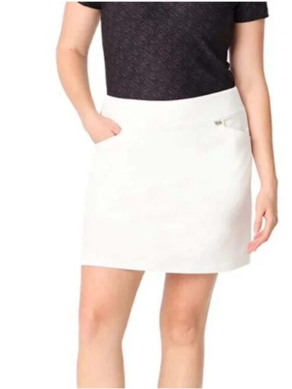 Greg Norman Collection White Mini Skort with Front Pocket Detail Small